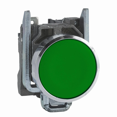 Spring return pushbutton, flush, 1NO, green