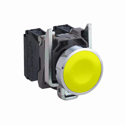 Spring return pushbutton, flush, 1NO, yellow