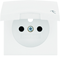 Square Faceplate with contact shutters for earthed socket with white, glossy cover