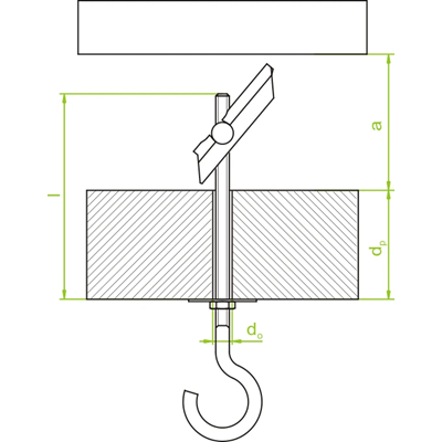 Śruba zapadkowa gwint 8mm średnica 20mm długoś 130mm