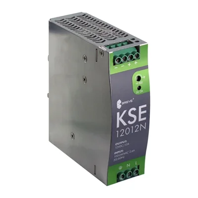Стабілізований імпульсний блок живлення KSE 12012M 230/12VDC 10A із захистом і регулюванням напруги IP20 TH-35