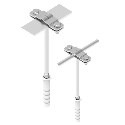 Stainless steel holder for screwed hoop iron, length 180mm, width of hoop iron 30mm, M12 screw