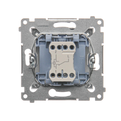 Stair switch with LED backlight (module) 10A 250V quick connectors silver (metallic)