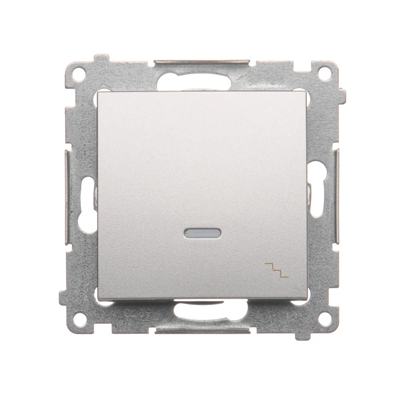 Stair switch with LED backlight (module) 10A 250V quick connectors silver (metallic)