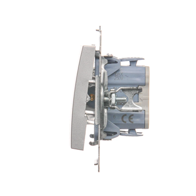 Stair switch with LED backlight (module) 10A 250V quick connectors silver (metallic)