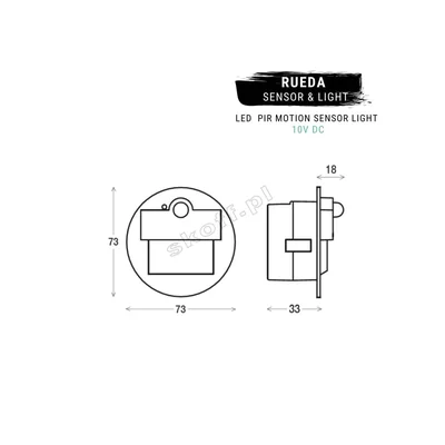 Staircase luminaire with motion sensor Rueda LED PIR 120 degrees Motion Sensor Light SKOFF 10 V DC 1.0 W IP 20 4000 K matt white pcs.