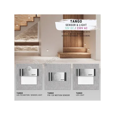 Staircase luminaire with motion sensor Tango LED PIR 120 degrees Motion Sensor Light SKOFF 10 V DC 1.0 W IP 20 3000 K polished Inox pcs.