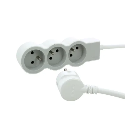 STANDARD EXTENSION CORD 3X2P+Z, WITH 3.0 METER CABLE 3X1.5 MM2 - WHITE/LIGHT GRAY