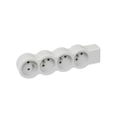 STANDARD EXTENSION CORD 4X2P+Z, WITHOUT CABLE (MULTISOCKET PORTABLE BLOCK) - WHITE/LIGHT GRAY