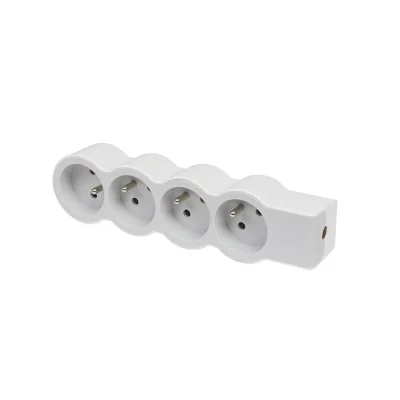 STANDARD EXTENSION CORD 4X2P+Z, WITHOUT CABLE (MULTISOCKET PORTABLE BLOCK) - WHITE/LIGHT GRAY