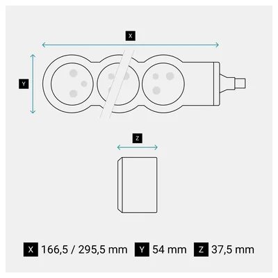 STANDARD EXTENSION CORD 5X2P+Z, WITHOUT CABLE (MULTISOCKET PORTABLE BLOCK) - WHITE/LIGHT GRAY