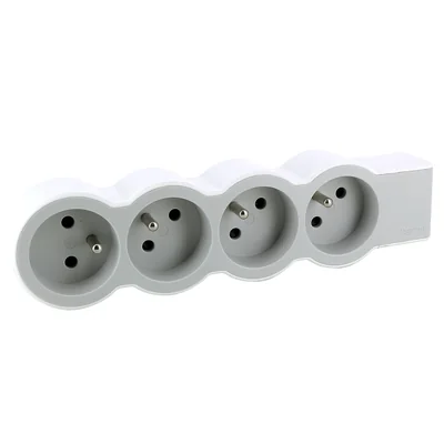 Standard-Verlängerungskabel 4x2P+Z, ohne Kabel (Mehrfachsteckdose) - Weiß/Hellgrau
