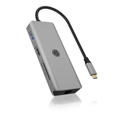 Station d'accueil USB-C 9 en 1, 2 ports HDMI, 4K 60 Hz, 3 ports USB, alimentation 100 W, port LAN, lecteur de cartes (IB-DK4012-CPD)