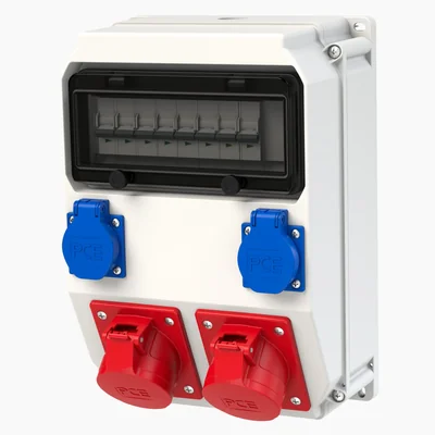 Stationary plastic switchboard type "ADAMOW" 10M input M25 - output 2x16/5x2xB16 2xGSx2xB16