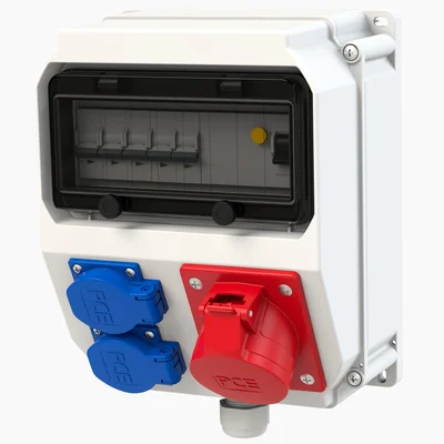Stationary plastic switchboard type "LUBLIN" 9M input M25 - output 16/5xB16 2xGSx2xB16 FI40/4/0.03