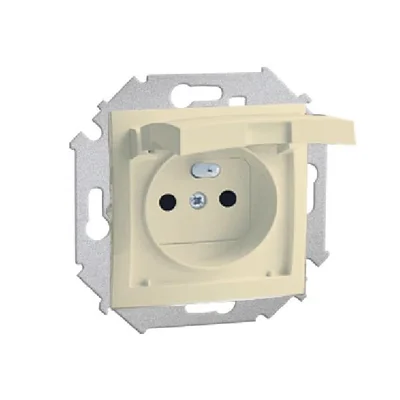 Steckdose 2P+Z IP44 mit Dichtung und beigem Schienenverschluss