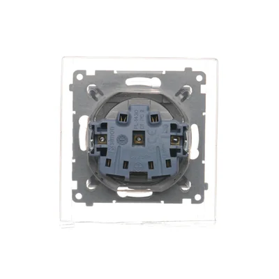 Steckdose für IP44-Version mit Klappen und Rahmendichtung (Modul) 16A 250V transparente Klappe silber (metallic)