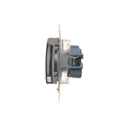 Steckdose für IP44-Version mit Klappen und Rahmendichtung (Modul) 16A 250V transparente Klappe silber (metallic)