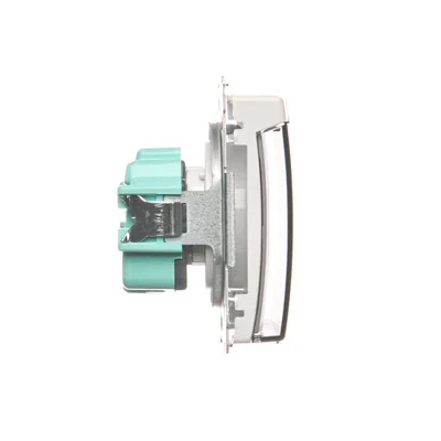 Steckdose mit Erdung, mit Filter Strombahnen, spritzwassergeschützt IP44 (Modul), 16A, 250V, Schraubklemmen, transp. Klappe, weiß