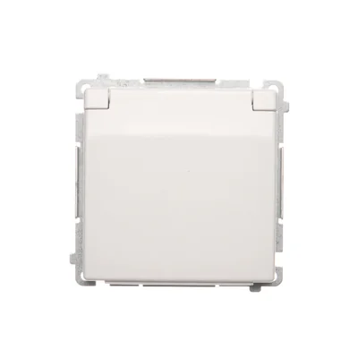 Steckdose mit Erdung (Modul), mit Blenden für Strompfade, spritzwassergeschützt IP44, 16A, 250V, Schraubklemmen, weiß