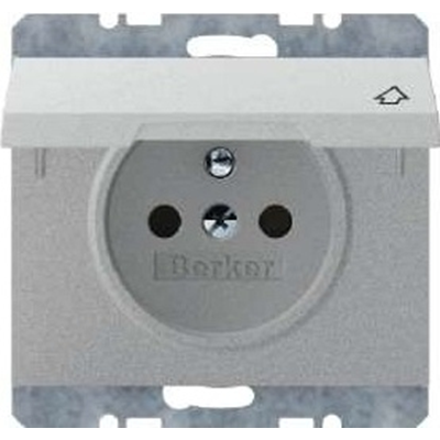 Steckdose mit Erdung und Abdeckung, Aluminium matt, lackiert