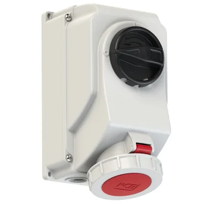 Steckdose mit Schalter 0-1-große mechanische Verriegelung 32A 400V 3P+E+N IP67
