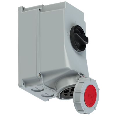 Steckdose mit Schalter 0-1-große mechanische Verriegelung 63A 400V 3P+E+N IP67