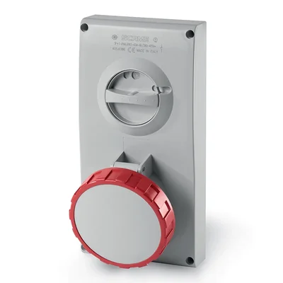 Steckdose mit Schalter 2P+E 63A IP67 ohne Gehäuse