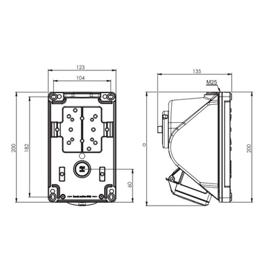 Steckdose mit Schalter „COMBO-POL“ IP44 32A 400V 3P+Z aus 0-1