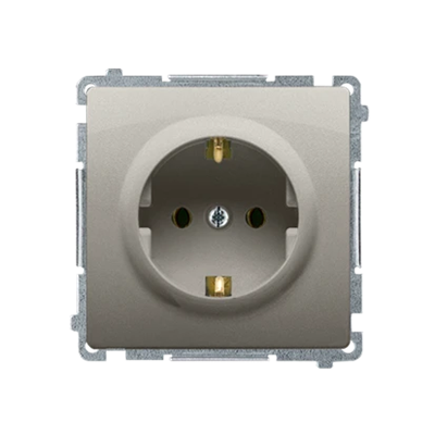 Steckdose mit Schuko-Erdung (Modul), 230V, metallic satiniert