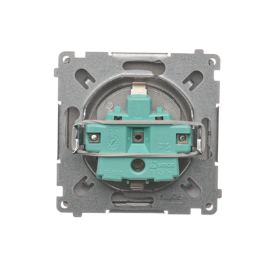 Steckdose mit Schuko-Erdung (Modul), 230V, metallic satiniert