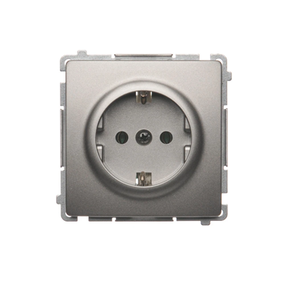 Steckdose mit Schuko-Erdung (Modul), 230V, metallic satiniert