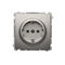 Steckdose mit Schuko-Erdung (Modul), 230V, metallic satiniert