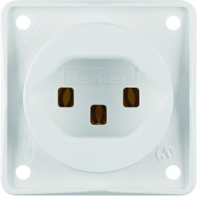 Steckdose mit Schutzkontakt „Schweiz“ Typ 23, Schraubklemmen, schneeweiß, matt, Integro-Mechanik