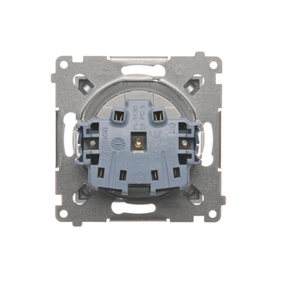 Steckdose ohne Erdung mit Shutter (Modul) 16A 250V Schraubklemmen silber (metallic)