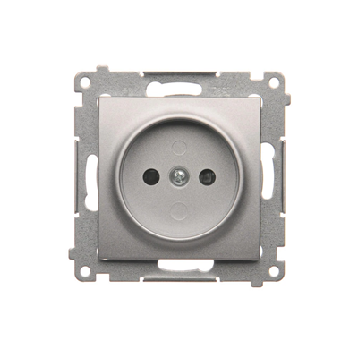 Steckdose ohne Erdung mit Shutter (Modul) 16A 250V Schraubklemmen silber (metallic)