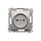Steckdose ohne Erdung mit Shutter (Modul) 16A 250V Schraubklemmen silber (metallic)