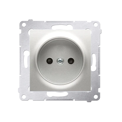 Steckdose ohne Erdung mit Shutter (Modul) 16A 250V Schraubklemmen silber (metallic)
