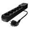 Steckdosenleiste mit Sicherung und Überspannungsschutzsystem Profi, 5 Steckdosen, 2 USB-Anschlüsse, Länge 1,5 m, 10A 230V 2300W, schwarz