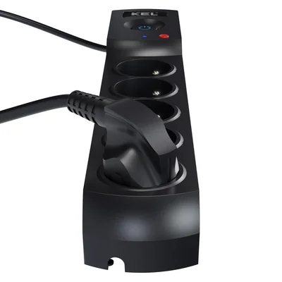 Steckdosenleiste mit Sicherung und Überspannungsschutzsystem Profi, 5 Steckdosen, Länge 1,5m, 10A 230V 2300W, schwarz