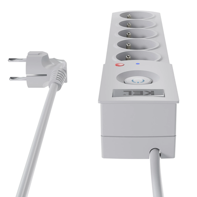 Steckdosenleiste mit Sicherung und Überspannungsschutzsystem Profi, 5 Steckdosen, Länge 3m, 10A 230V 2300W, grau