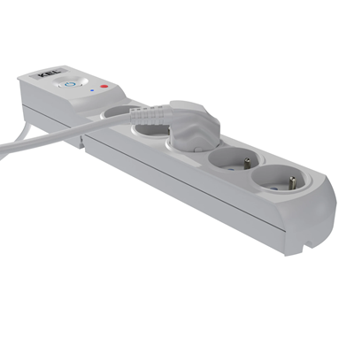 Steckdosenleiste mit Sicherung und Überspannungsschutzsystem Profi, 5 Steckdosen, Länge 3m, 10A 230V 2300W, grau