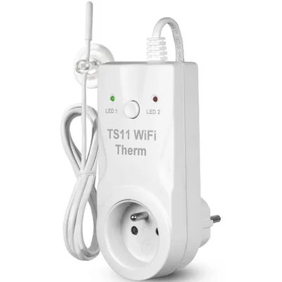 Steckdosenthermostat mit integriertem WLAN-Modul und externem Kabelsensor