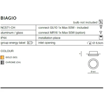 Стельовий світильник BIAGIO IP44 Gold