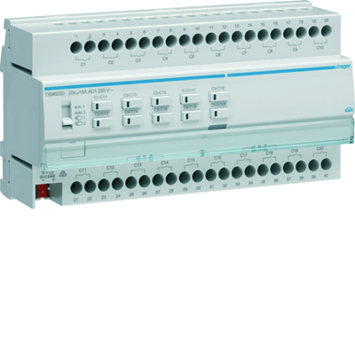 Sterownik załączający/żaluzjowy 20-/10-krotny 16A C-load, 8 mod, KNX easy
