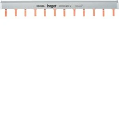 Stiftschiene 2P 10 mm² 12M