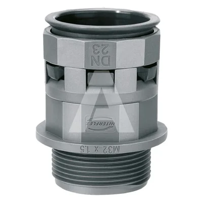 Straight cable gland for ND17 conduit with M20 thread, gray