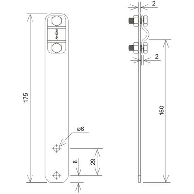 Straight handle with a screw L=18cm, hot-dip galvanized