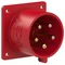 Straight panel plug 400V 32A 5P red