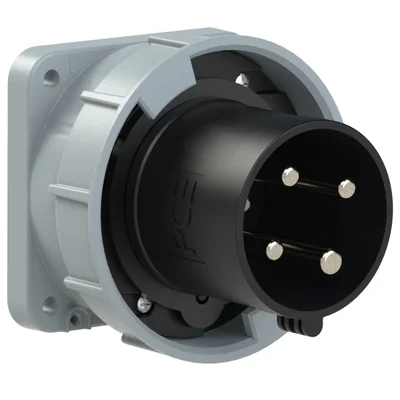 Straight panel plug 63A 3P+Z 500V 50/60Hz 7h IP66/67 (flange: 100X100, screw spacing: 80X80)